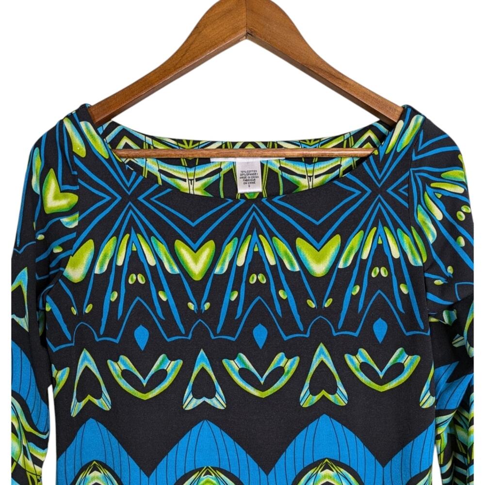 Diane von Furstenberg Tacita Decofly Tunic Dress 6 Mod Art Deco Geometric Green - Picture 3 of 8